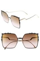 Women's Fendi 60mm Gradient Square Cat Eye Sunglasses - Black