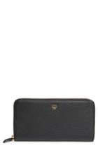 Women's Mcm Large Milla Zip-around Leather Wallet - Black
