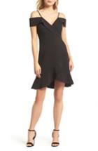 Women's Adelyn Rae Cold Shoulder Ruffle Sheath Dress - Black