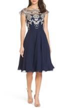 Women's Chi Chi London Baroque Lace Overlay Party Dress - Blue
