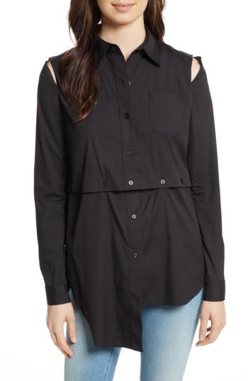 Women's Milly Fractured Poplin Blouse - Black
