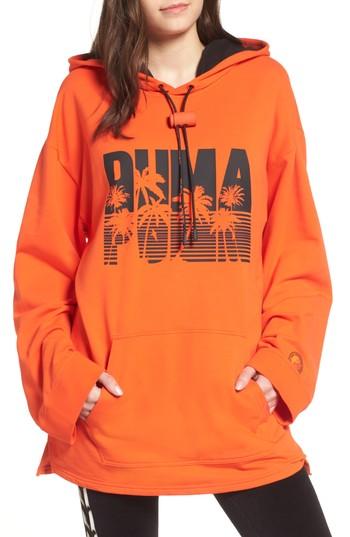 Women's Fenty Puma By Rihanna Back Zip Logo Hoodie - Red