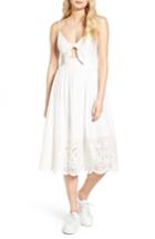 Women's J.o.a. Eyelet Cotton Tie Front Midi Dress