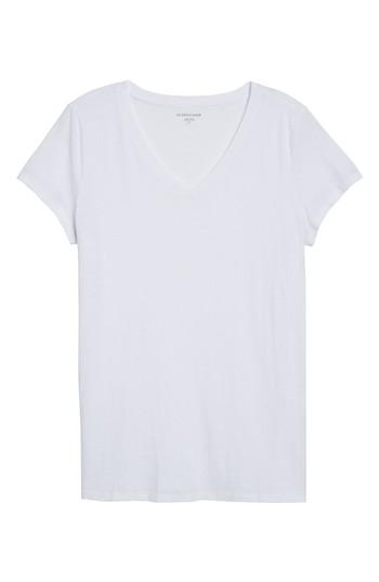 Petite Women's Eileen Fisher Organic Cotton V-neck Tee, Size P - White