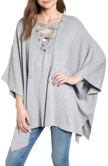Women's Bishop + Young Harper Lace-up Poncho, Size - Grey