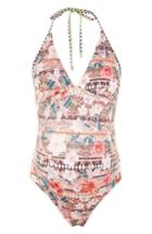 Women's Topshop Geo Floral Maternity One-piece Swimsuit Us (fits Like 2-4) - Pink