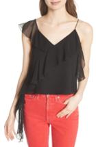 Women's Alice + Olivia Paulina Ruffle Silk Tank - Black