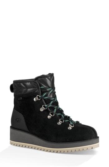 Women's Ugg Birch Waterproof Lace-up Winter Bootie .5 M - Black