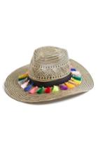 Women's Brooklyn Hat Co Playa Tassel Woven Safari Hat - Black