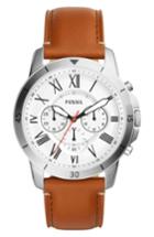 Men's Fossil Grant Sport Chronograph Leather Strap Watch, 44mm