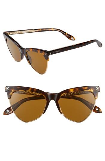 Women's Givenchy 54mm Polarized Cat Eye Sunglasses - Dark Havana