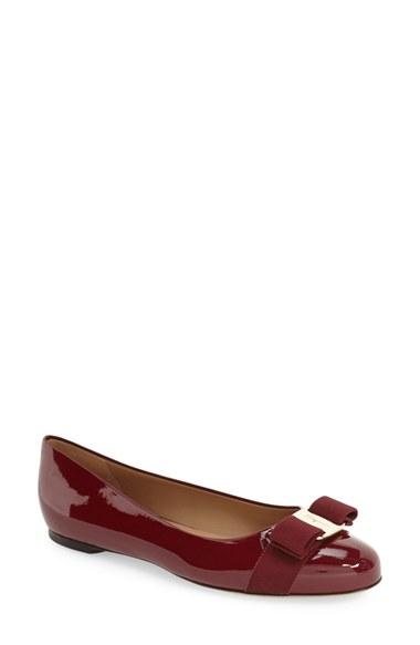 Women's Salvatore Ferragamo 'varina' Leather Flat B - Red