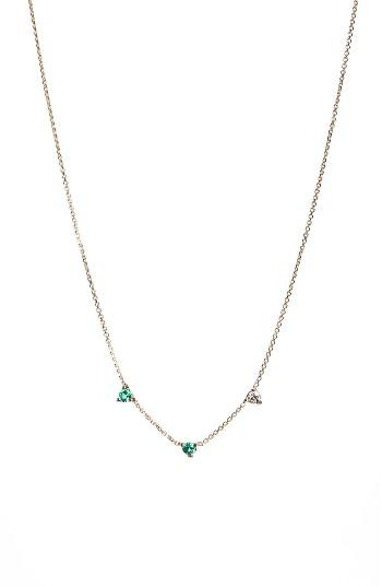Women's Wwake Counting Collection Three-step Emerald & Diamond Necklace (nordstrom Exclusive)