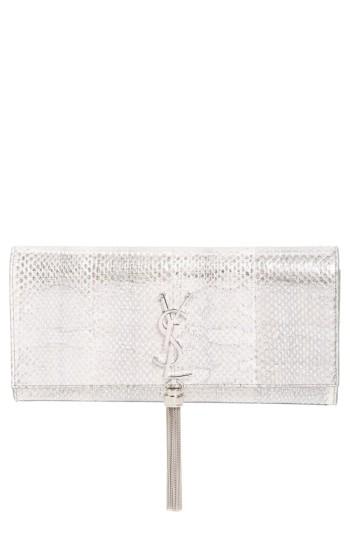 Saint Laurent 'kate - Tassel' Genuine Snakeskin Clutch - Metallic
