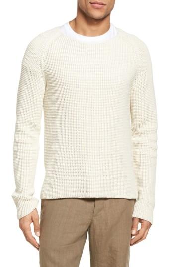 Men's Vince Thermal Stitch Cotton Pullover - White