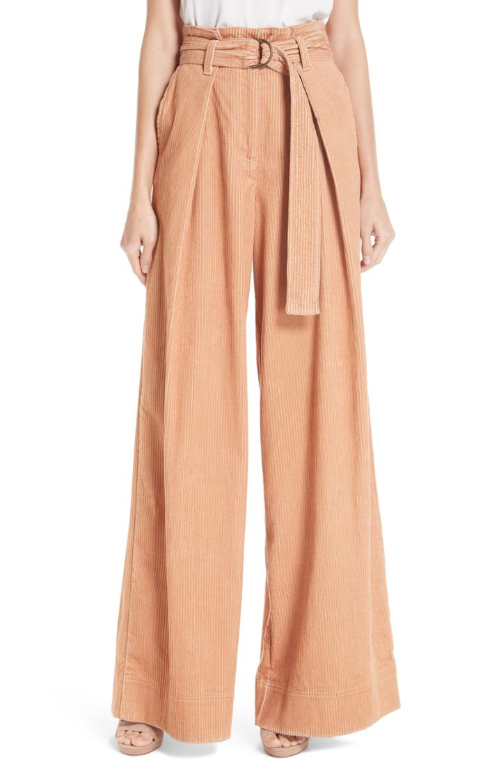 Women's Ulla Johnson Rhodes Paperbag Waist Corduroy Trousers
