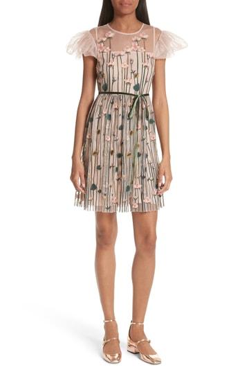 Women's Red Valentino Floral Embroidered Dress Us / 38 It - Beige