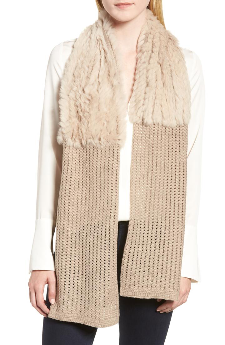 Women's La Fiorentina Genuine Rabbit Fur & Acrylic Knit Scarf