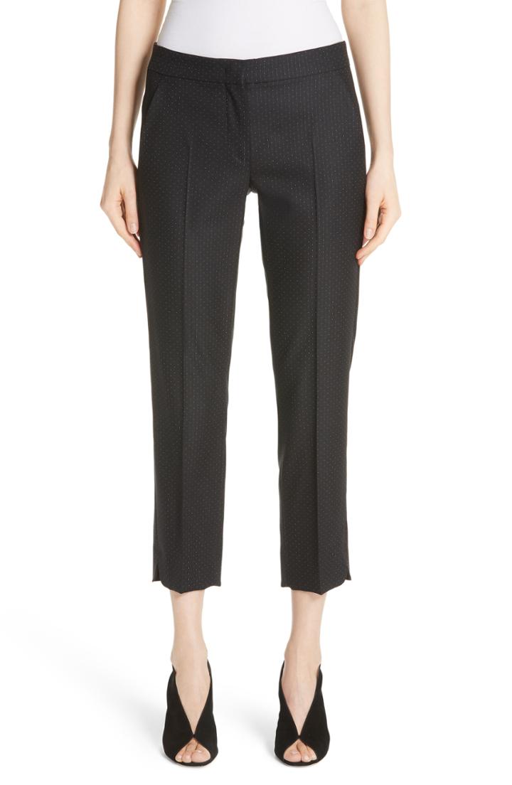 Women's Max Mara Platone Polka Dot Stretch Wool & Silk Pants Us / 38 It - Black