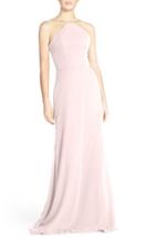 Women's Hayley Paige Occasions Strappy V-back Chiffon Halter Gown - Coral