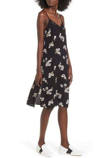 Women's Bp. Lace Trim Slipdress, Size - Black