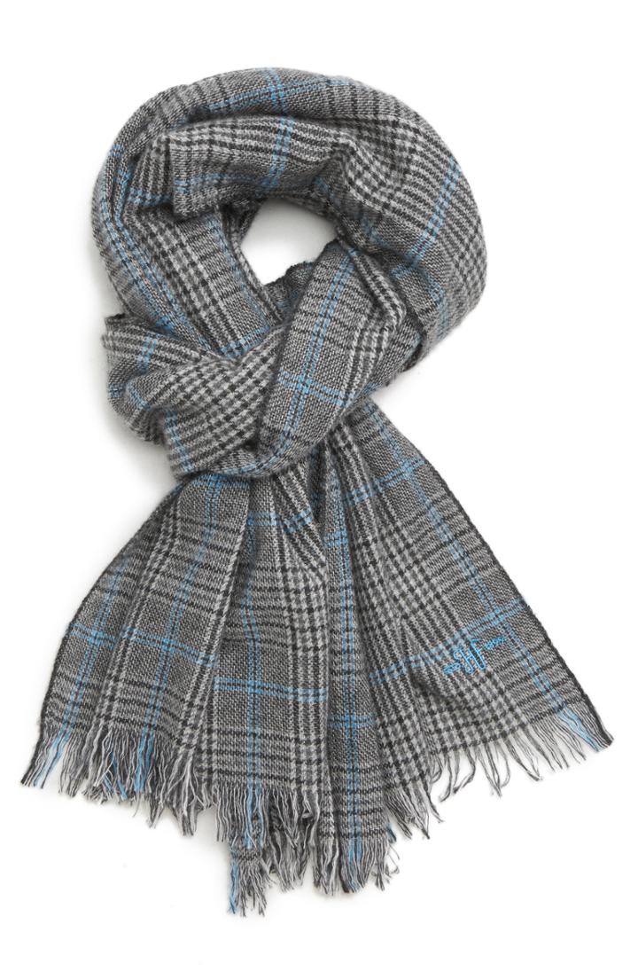 Men's Hickey Freeman Glen Plaid Cashmere Scarf, Size - Grey