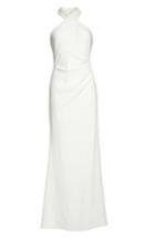 Women's Eliza J Side Pleat Crossneck Gown - White