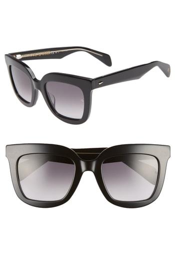 Women's Rag & Bone 52mm Rectangular Sunglasses - Black