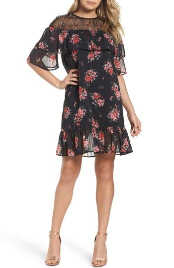 Women's Nsr Ruffle Chiffon Shift Dress