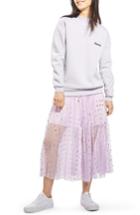 Women's Topshop Foil Dot Pleat Midi Skirt Us (fits Like 0) - Purple