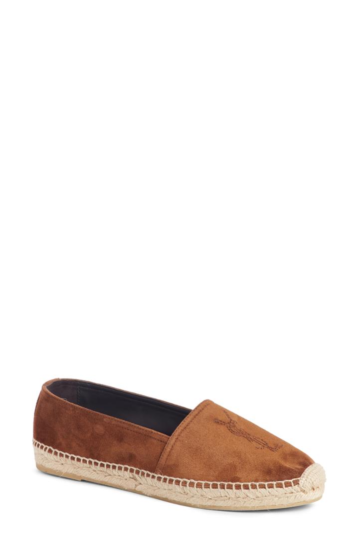 Women's Saint Laurent Ysl Logo Espadrille .5us / 38.5eu - Brown