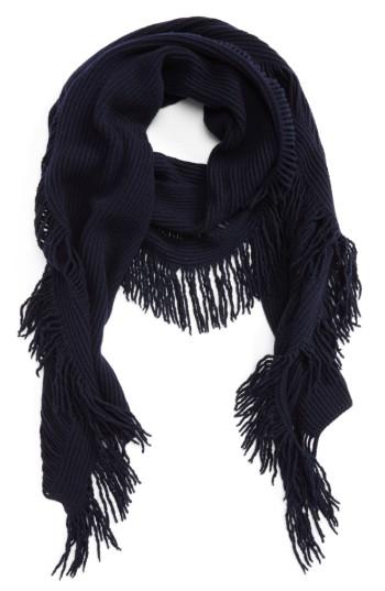 Women's Stella Mccartney Fringe Cashmere & Wool Scarf, Size - Blue