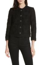 Women's The Kooples Lace Trim Boxy Jacket Us / 32 Fr - Black