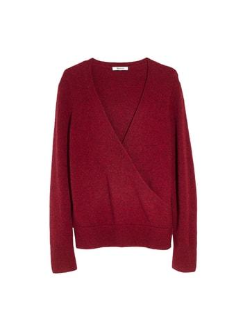 Women's Madewell Faux Wrap Pullover Sweater, Size - Burgundy