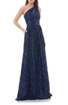 Women's Carmen Marc Valvo Infusion One Shoulder Sequin Lace Gown