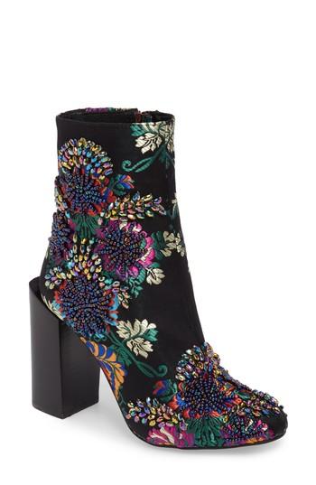 Women's Jeffrey Campbell Stratford Embellished Brocade Bootie .5 M - Black