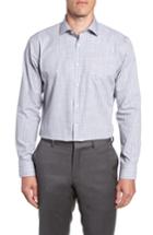Men's Nordstrom Men's Shop Trim Fit Non-iron Check Dress Shirt - 32/33 - Blue