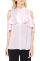 Women's Vince Camuto Ruffle Yoke Cold Shoulder Top, Size - Pink