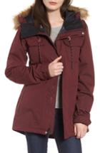 Women's Volcom Shadow Faux Fur Trim Insulated Jacket - Burgundy