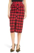 Women's N Degree21 Plaid Zip Front Pencil Skirt Us / 42 It - Red