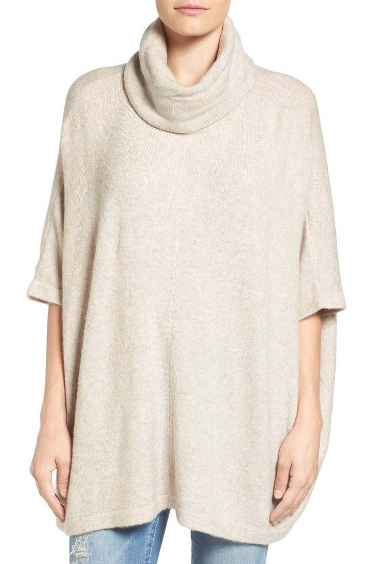 Women's Caslon Cowl Neck Sweater Poncho /small - Brown