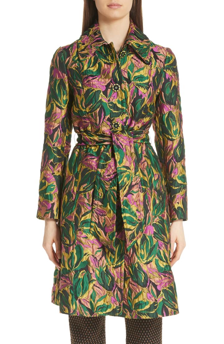 Women's Etro Enamel Button Floral Jacquard Jacket Us / 40 It - Green