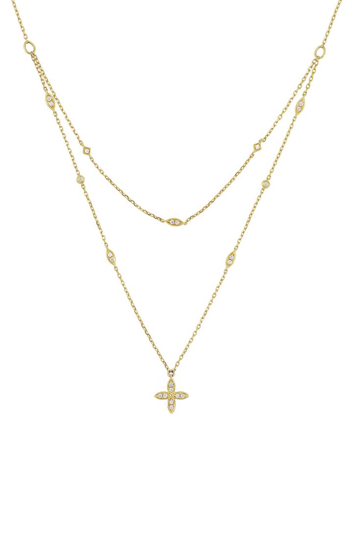 Women's Bony Levy Diamond Cross Layered Necklace (trunk Show Exclusive)