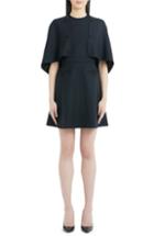 Women's Sara Battaglia Cape Detail Stretch Wool Dress Us / 40 It - Black