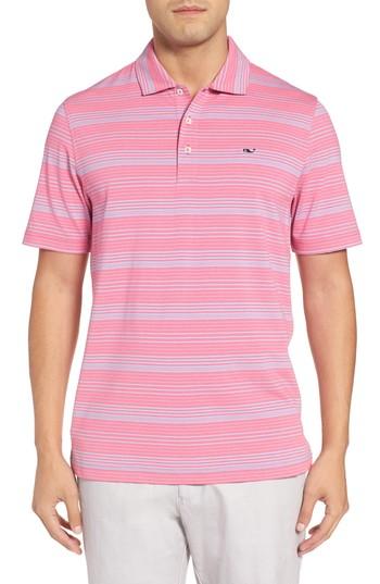 Men's Vineyard Vines Cateonic Stripe Performance Polo - Pink