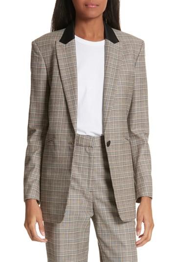 Women's Rag & Bone Ridley Glen Plaid Wool & Cotton Blazer - Black