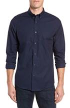Men's Nordstrom Men's Shop Dobby Dot Non-iron Sport Shirt, Size - Blue