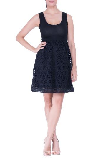 Women's Olian Crochet Maternity Dress - Black