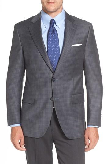 Men's Peter Millar Flynn Classic Fit Check Wool Sport Coat L - Blue