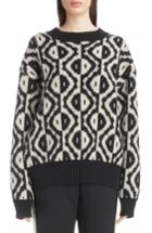 Women's Dries Van Noten Geo Jacquard Merino Wool Blend Sweater - Black